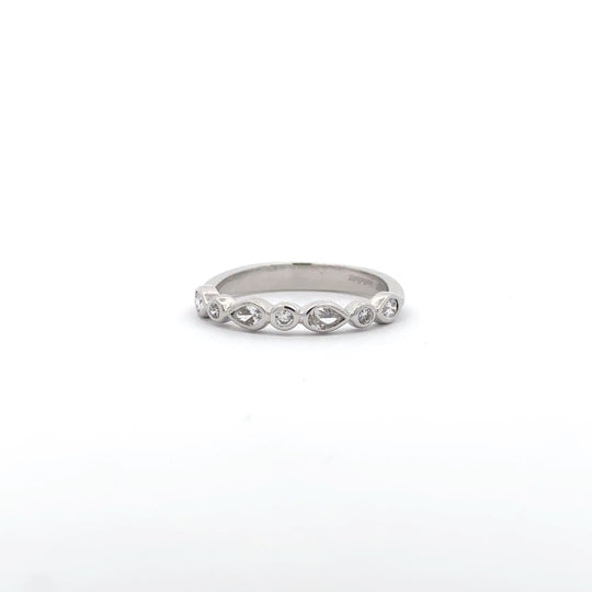 18ct White Gold 0.32ct Pear Cut Diamond Half Eternity Ring