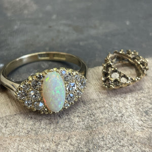 Opal and Diamond Eye Ring