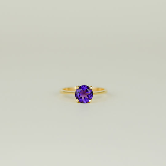 9ct Yellow Gold 1.16ct Round Amethyst Ring