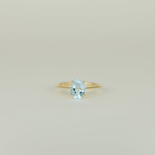 9ct Yellow Gold 1.42ct Oval Blue Topaz Ring