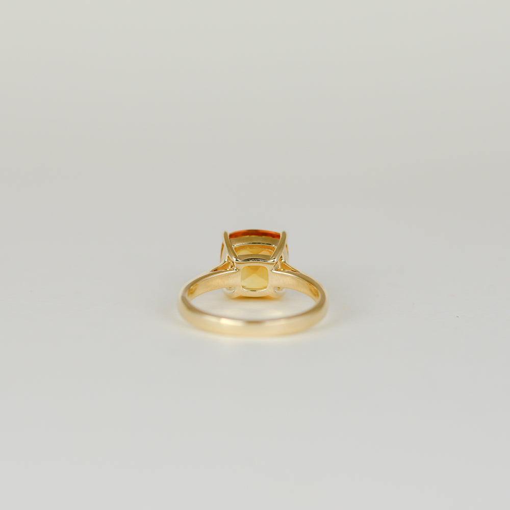 9ct Yellow Gold 3.15ct Cushion Cut Citrine Dress Ring