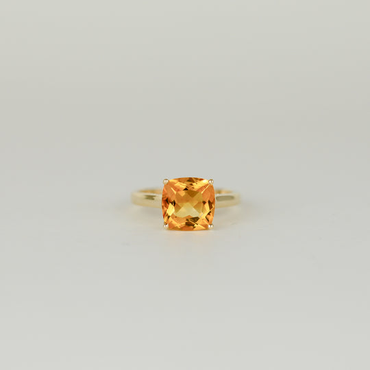 9ct Yellow Gold 3.15ct Cushion Cut Citrine Dress Ring