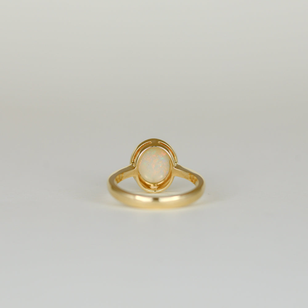9ct Yellow Gold 1.43ct Oval Rub Set Opal Ring