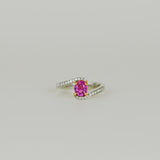 18ct White and Rose Gold 0.94ct Pink Sapphire and Diamond Twist Ring