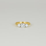 18ct Yellow Gold and Platinum 1.01ct Cushion Cut Diamond Three Stone Ring