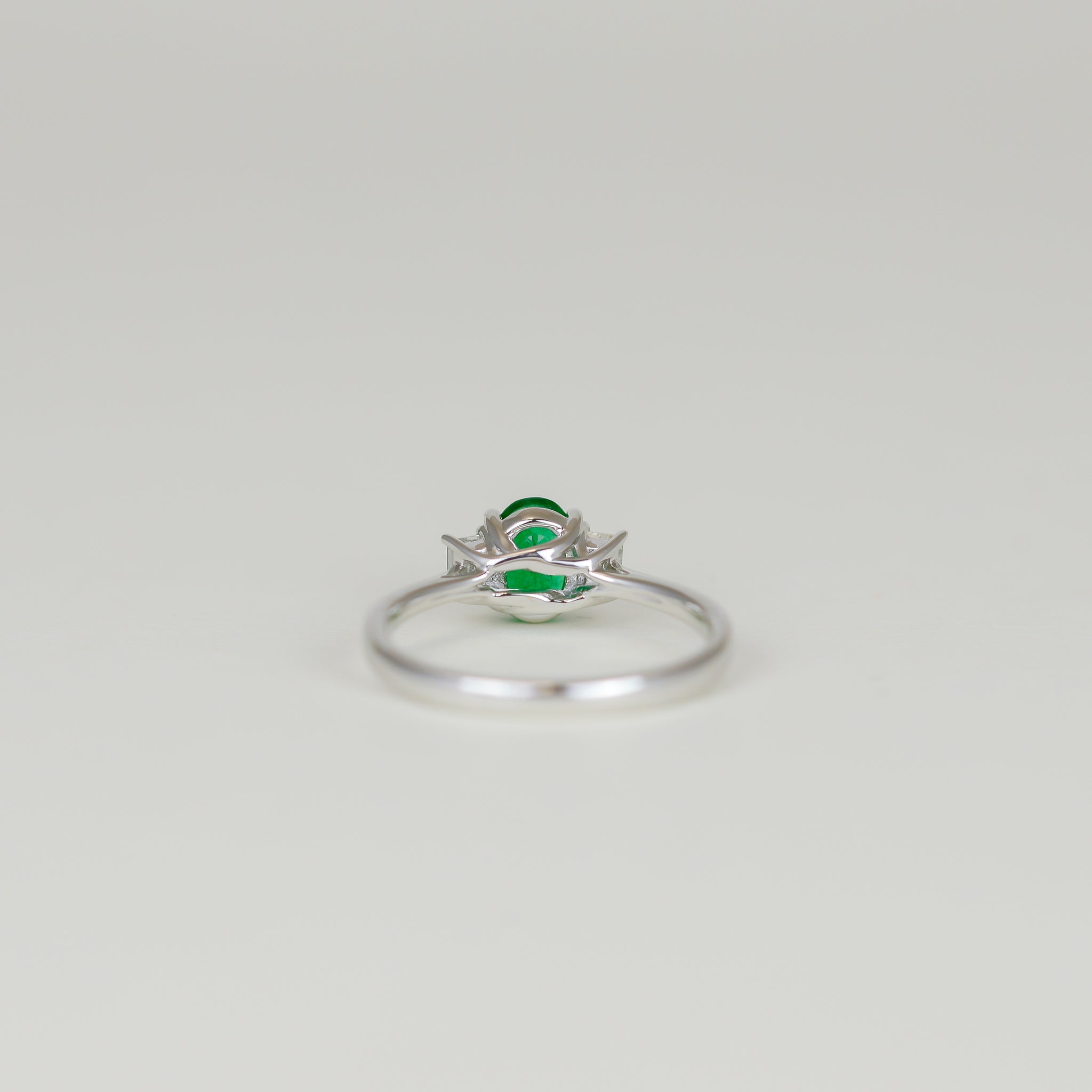 18ct White Gold 0.69ct Oval Emerald and Diamond Ring