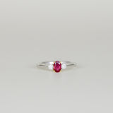 18ct Yellow Gold & Platinum Oval Ruby and Diamond Three Stone Ring