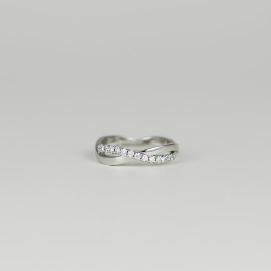 18ct White Gold 0.21ct Diamond Twisted Half Eternity Ring