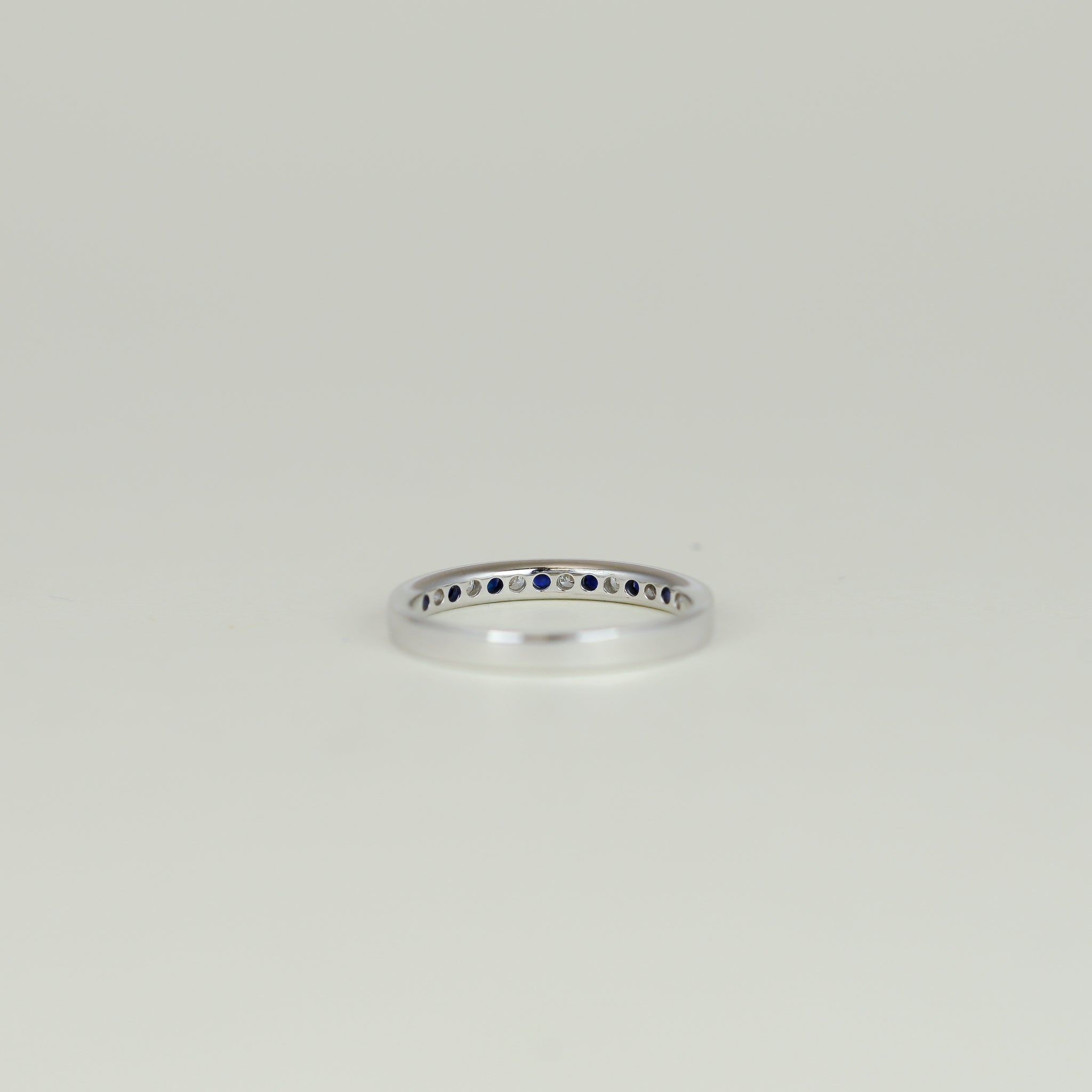 18ct White Gold 0.17ct Pavé Set Sapphire and Diamond Half Eternity Ring
