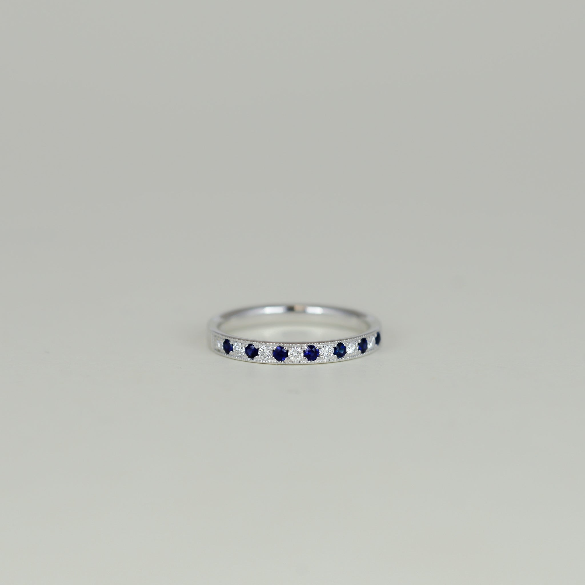 18ct White Gold 0.17ct Pavé Set Sapphire and Diamond Half Eternity Ring