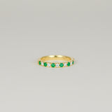 18ct Yellow Gold 0.29ct Castle Set Emerald and Diamond Half Eternity Ring