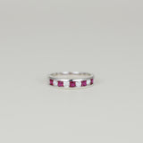 18ct White Gold 0.56ct Channel Set Ruby and Diamond Half Eternity Ring