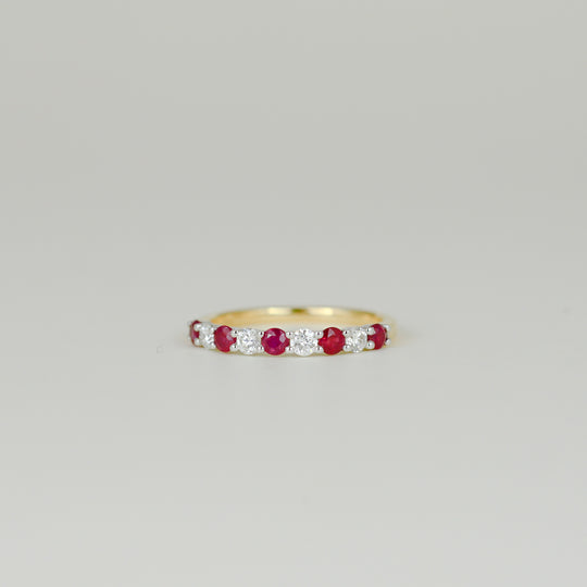 18ct White Gold 0.45ct Round Ruby and Diamond Half-Eternity Band