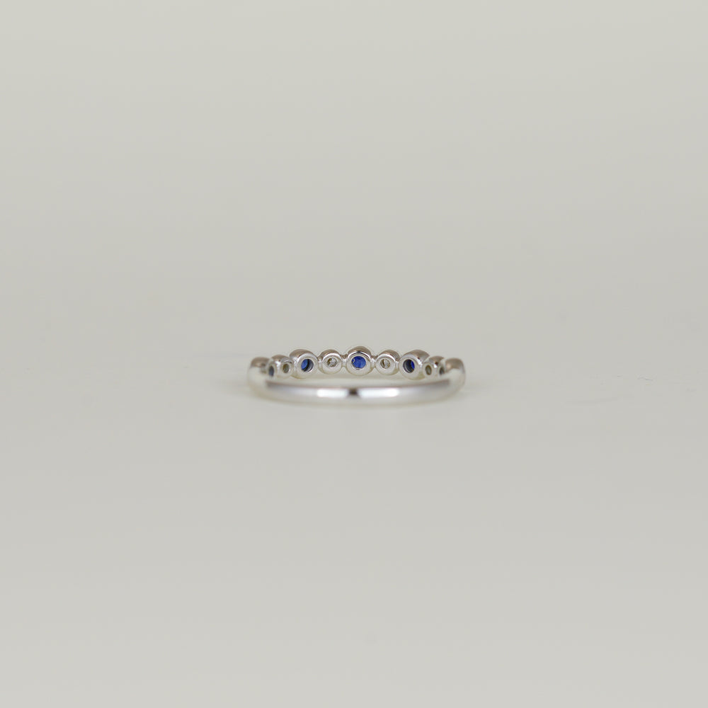 18ct White Gold 0.25ct Round Saphire and Diamond Bubble Half-Eternity Ring