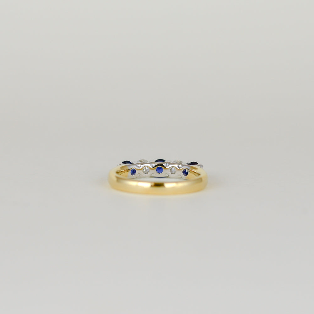 18ct Yellow & White Gold 0.63ct Sapphire and Diamond Half Eternity Ring