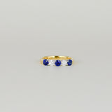 18ct Yellow & White Gold 0.63ct Sapphire and Diamond Half Eternity Ring