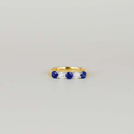 18ct Yellow & White Gold 0.63ct Sapphire and Diamond Half Eternity Ring