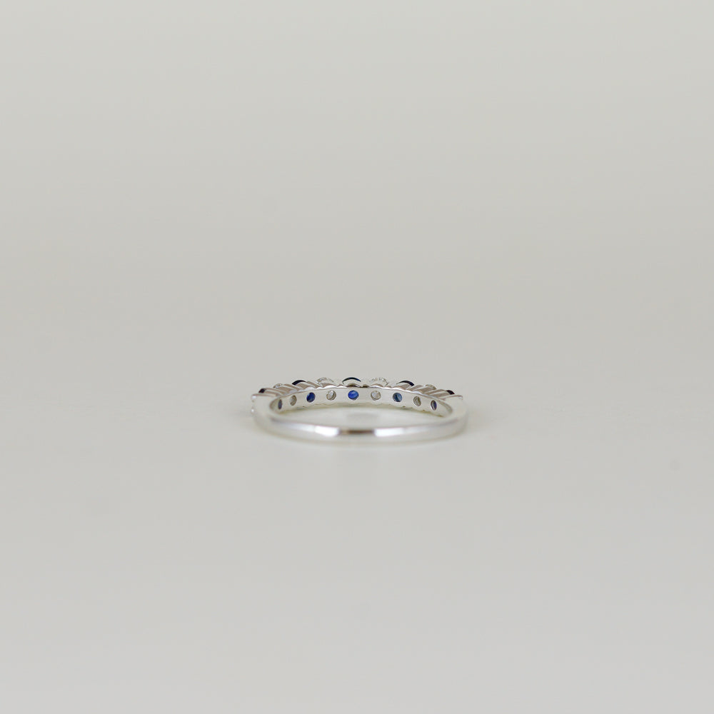 18ct White Gold 0.37ct Round Sapphire and Diamond Half Eternity Ring