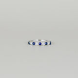 18ct White Gold 0.37ct Round Sapphire and Diamond Half Eternity Ring