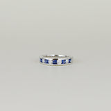 18ct White Gold 0.58ct Round Sapphire and Diamond Channel-Set Half Eternity Ring