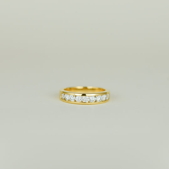 18ct Yellow Gold 0.77ct Round Diamond Channel Set Half Eternity Ring