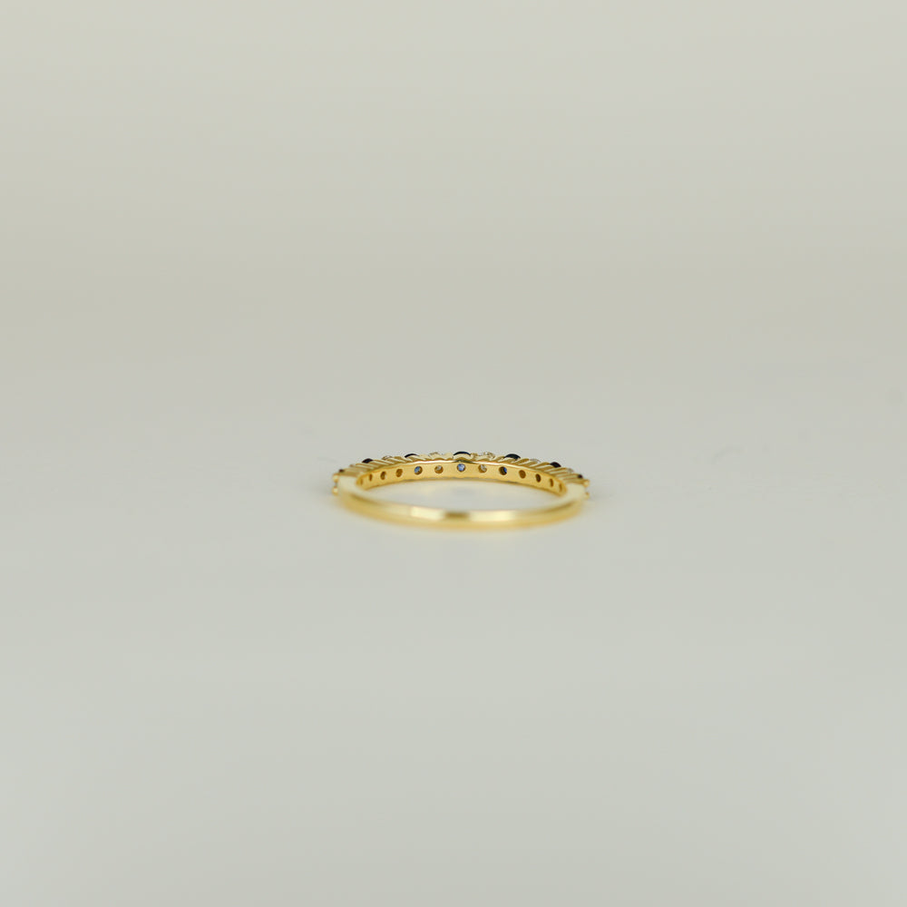 18ct Yellow Gold 0.34ct Round Sapphire & Diamond Half Eternity Ring - Back