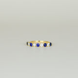 18ct Yellow Gold 0.60ct Round Sapphire and Diamond Half Eternity Ring