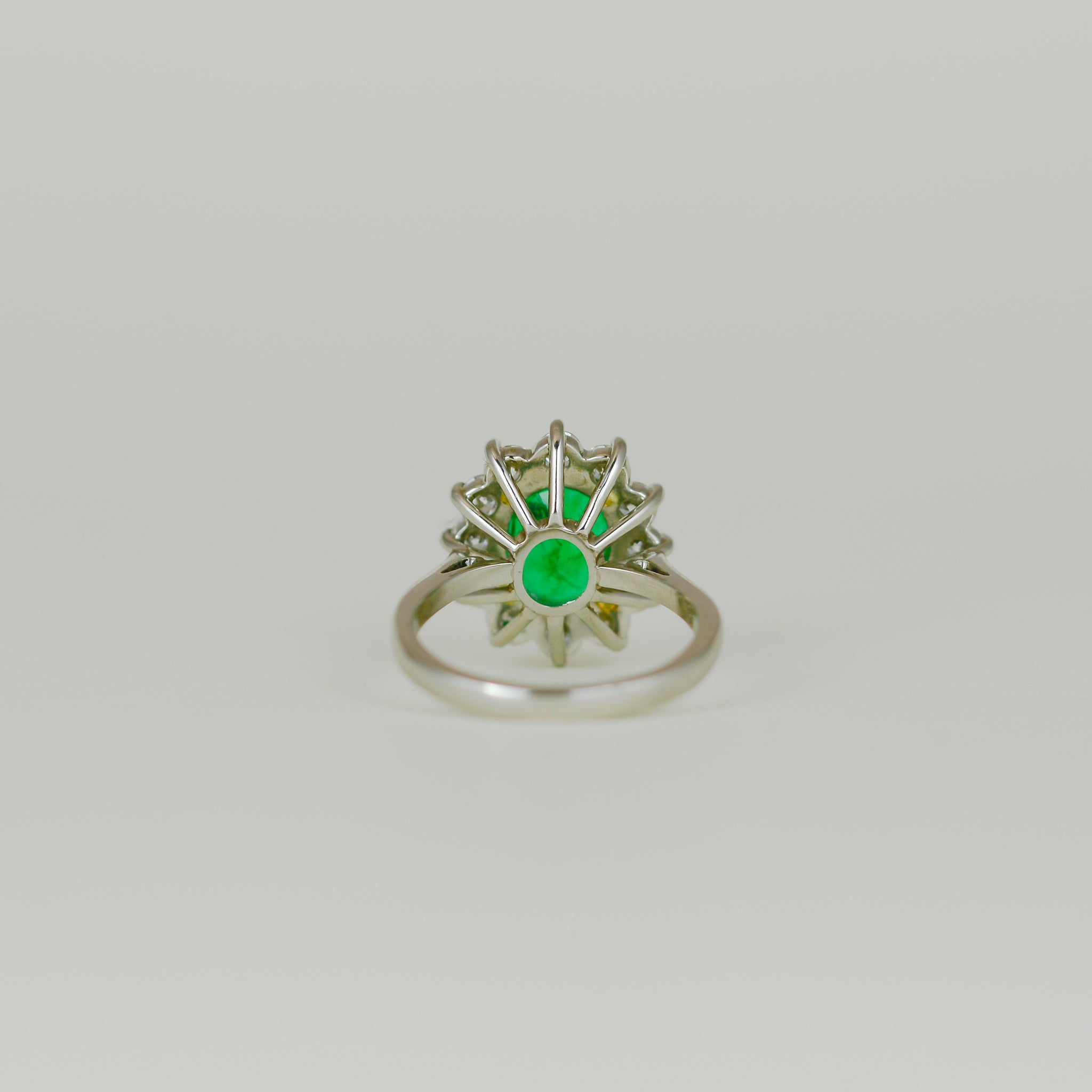 Platinum 2.22ct Oval Zambian Emerald & Diamond Cluster Ring