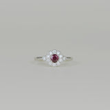 18ct White Gold 0.27ct Round Ruby and Diamond Cluster Ring