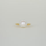 18ct Yellow Gold Freshwater Pearl and Diamond Cluster Ring