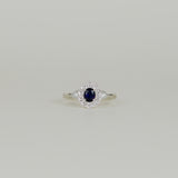 18ct White Gold 0.45ct Oval and Sapphire Cluster Ring