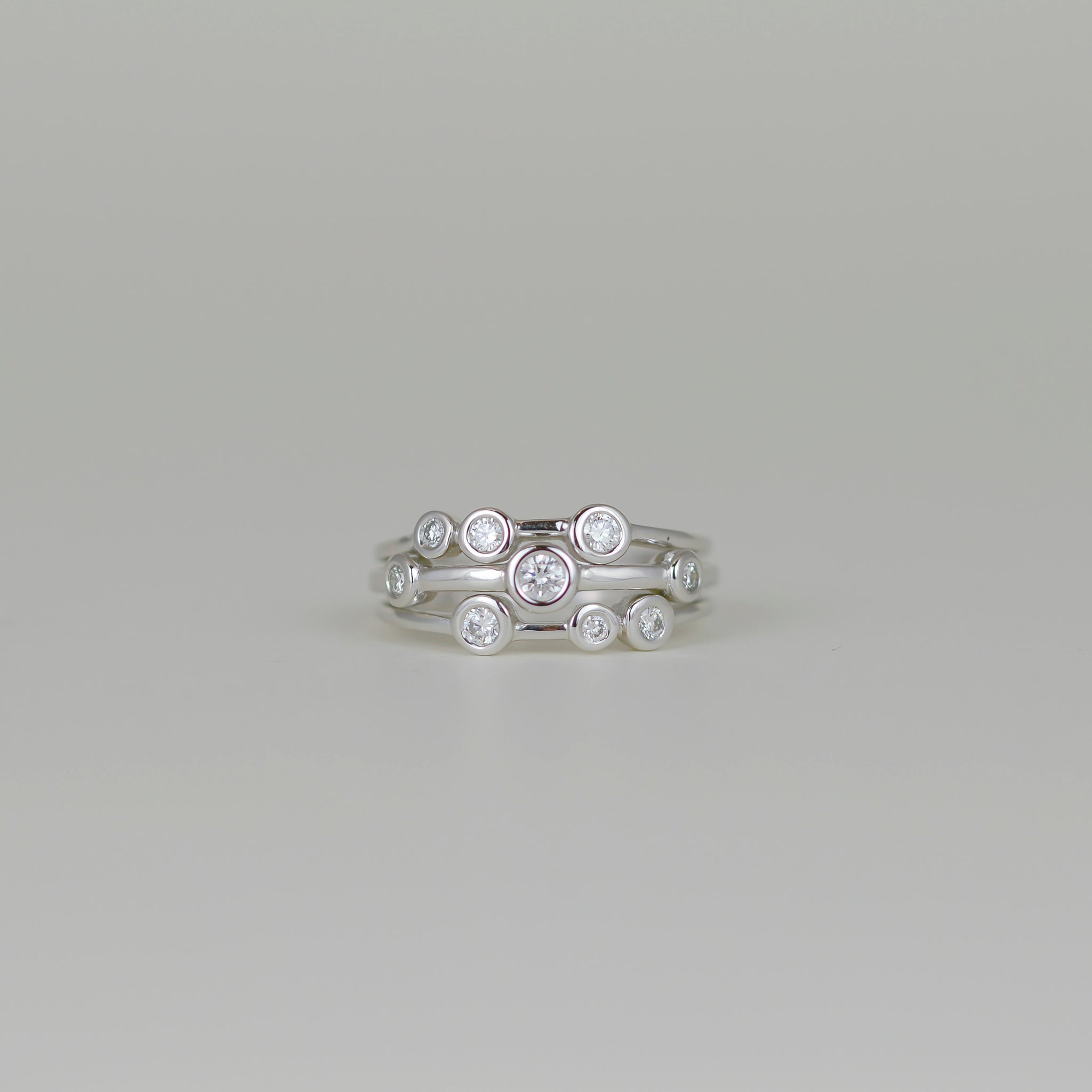 Platinum 0.34ct Brilliant Round Rub-Set Diamond Dress Ring