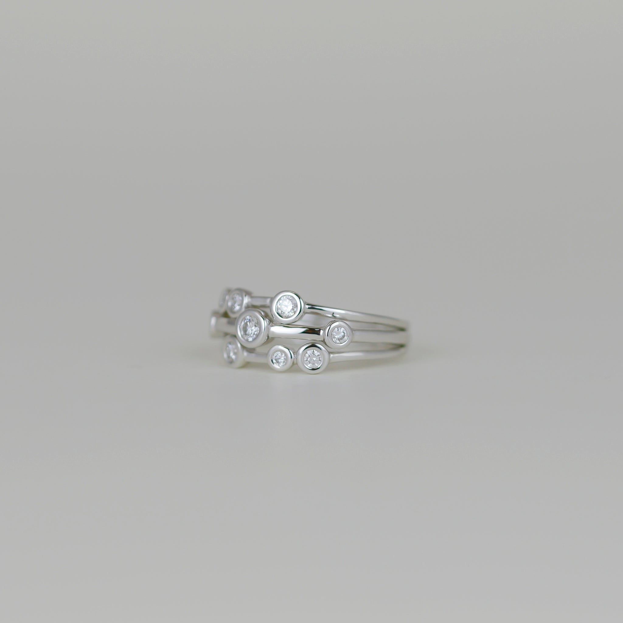 Platinum 0.34ct Brilliant Round Rub-Set Diamond Dress Ring