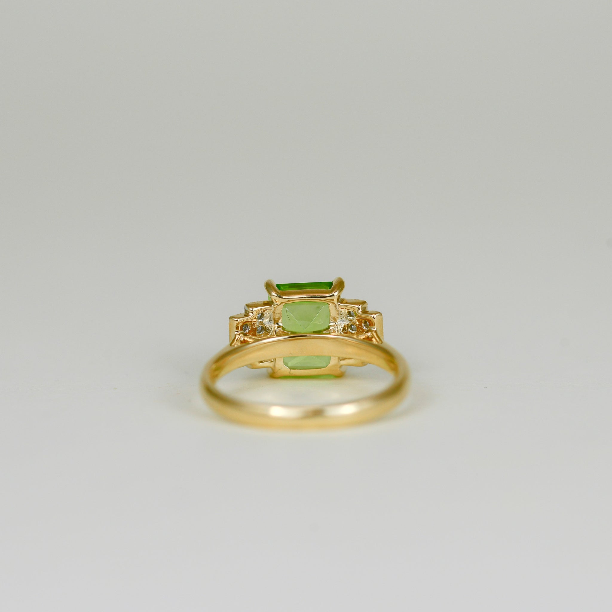 9ct Yellow Gold 2.49ct Peridot and Diamond Art Deco Ring