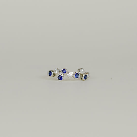 18ct White Gold 0.33ct Sapphire and Diamond Bubble Half-Eternity Ring