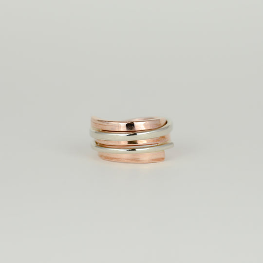 9ct White and Rose Gold 5 Row Coil Ring