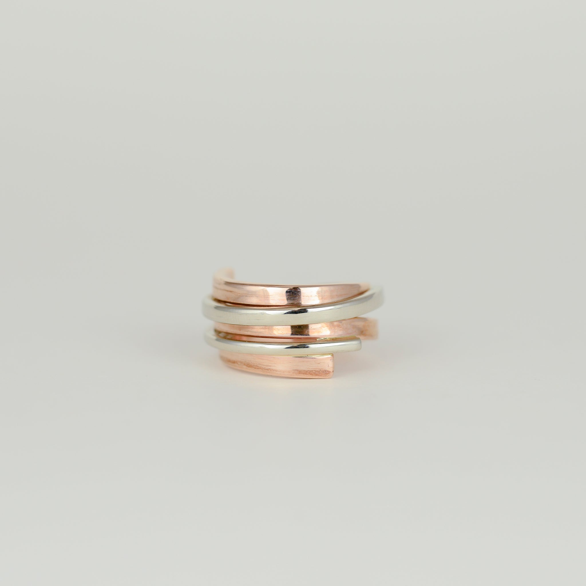 9ct White and Rose Gold 5 Row Coil Ring