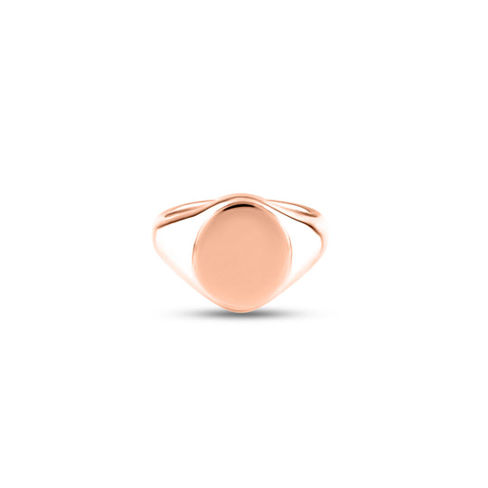 18ct Rose Gold 14 x 12mm Oval Signet Ring
