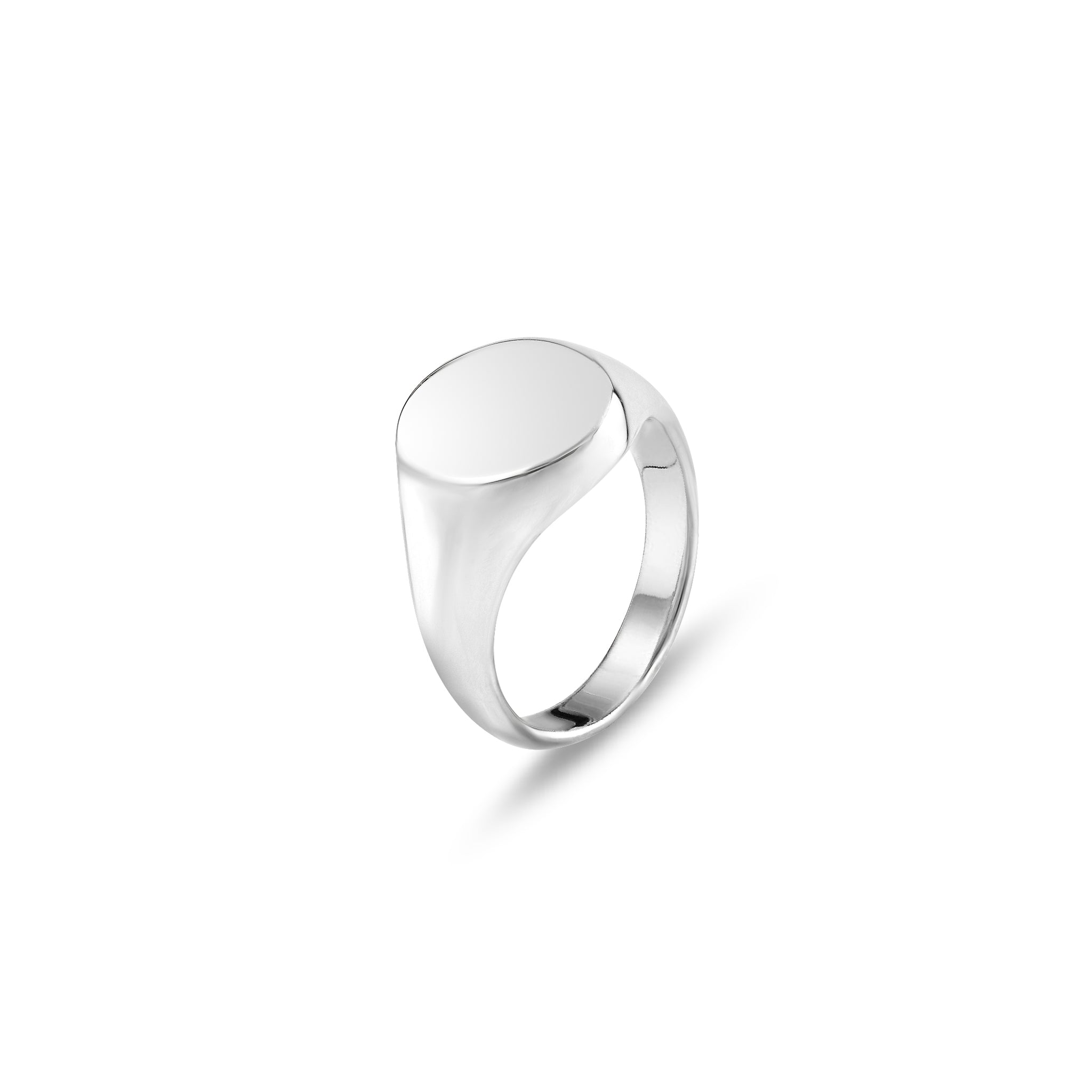 18ct White Gold 14 x 12mm Oval Signet Ring