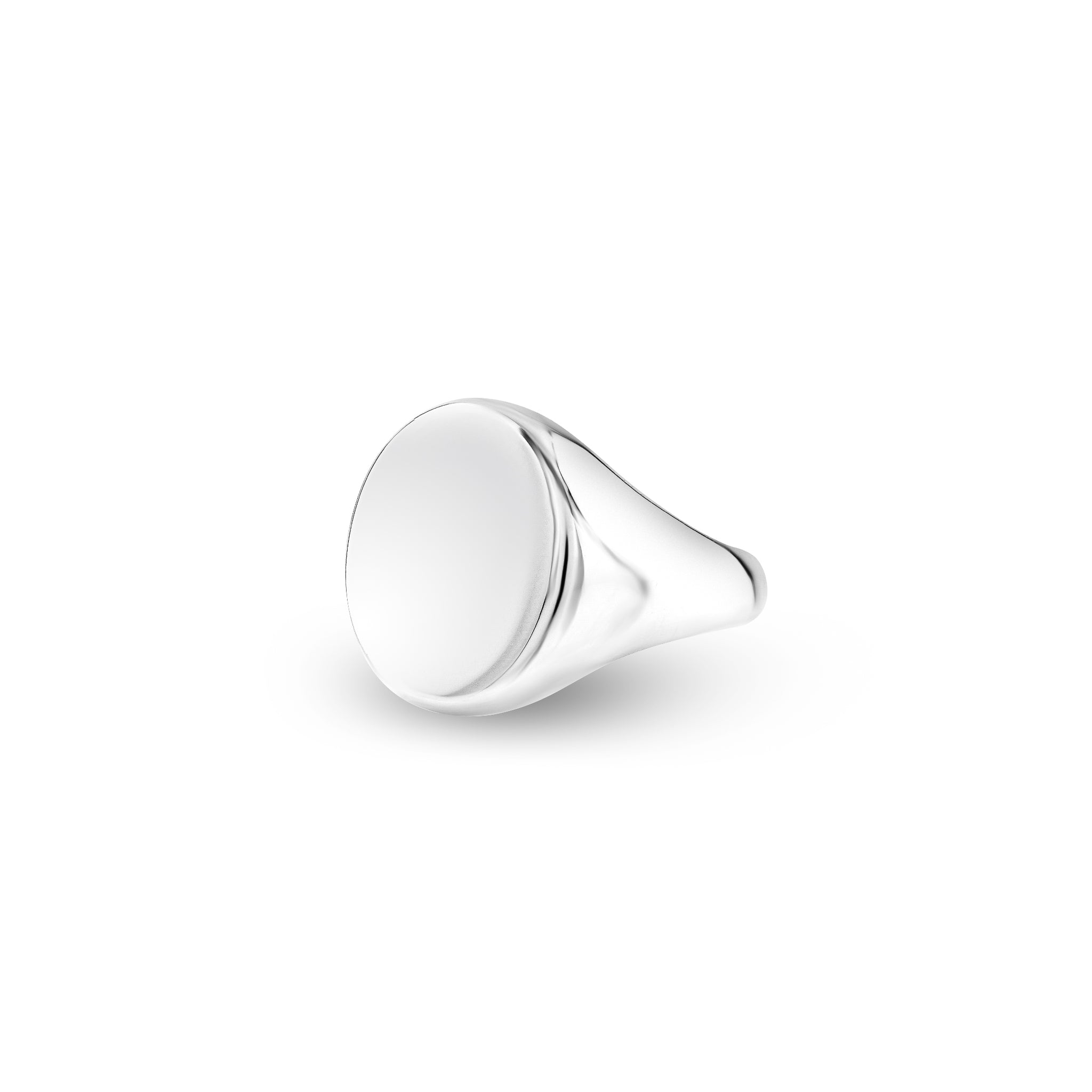 18ct White Gold 16 x 13mm Oval Signet Ring