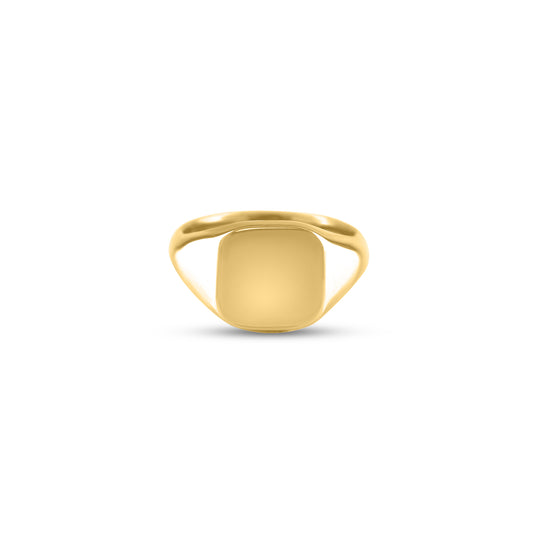 18ct Yellow Gold 12 x 11mm Cushion Signet Ring