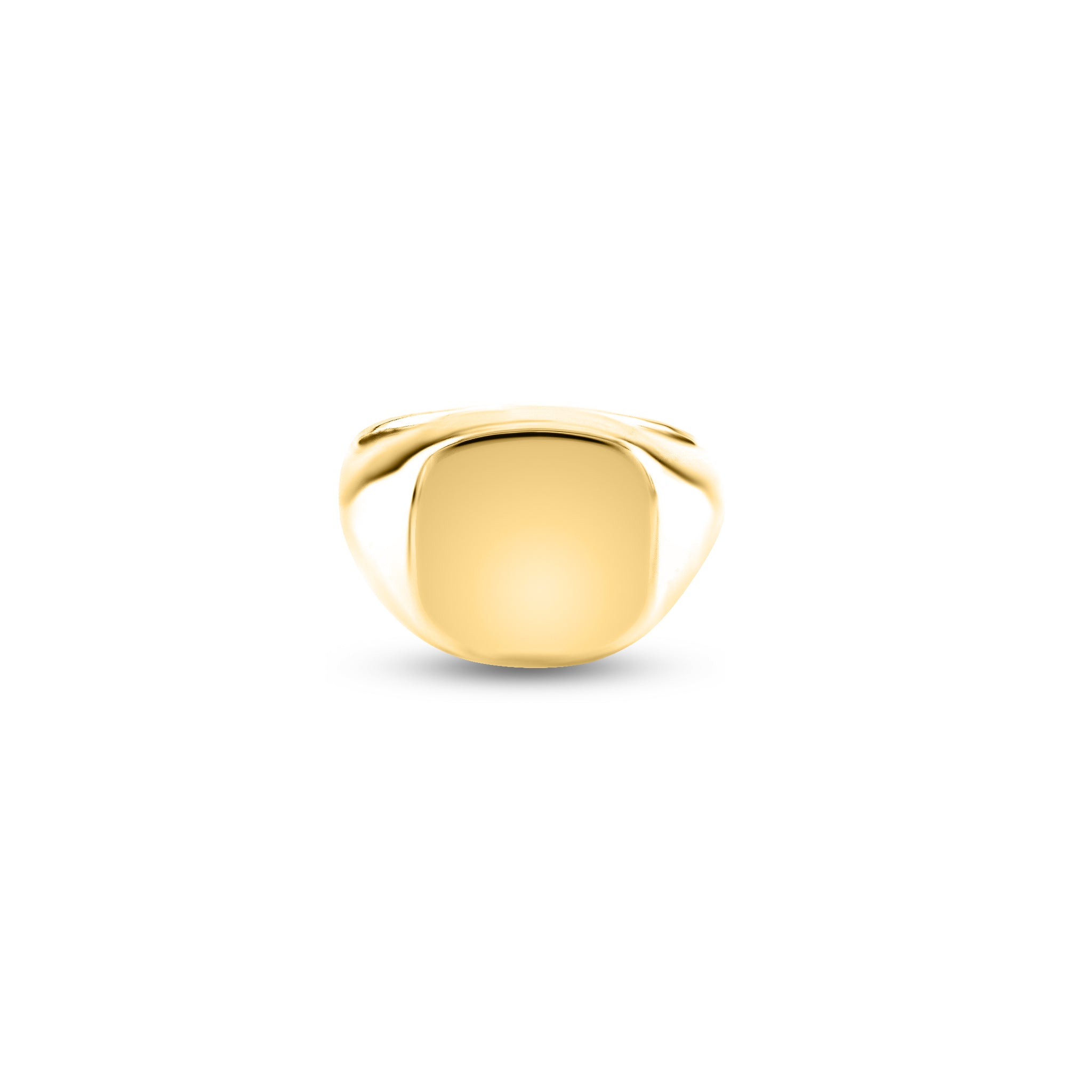 18ct Yellow Gold 14 x 13mm Cushion Signet Ring