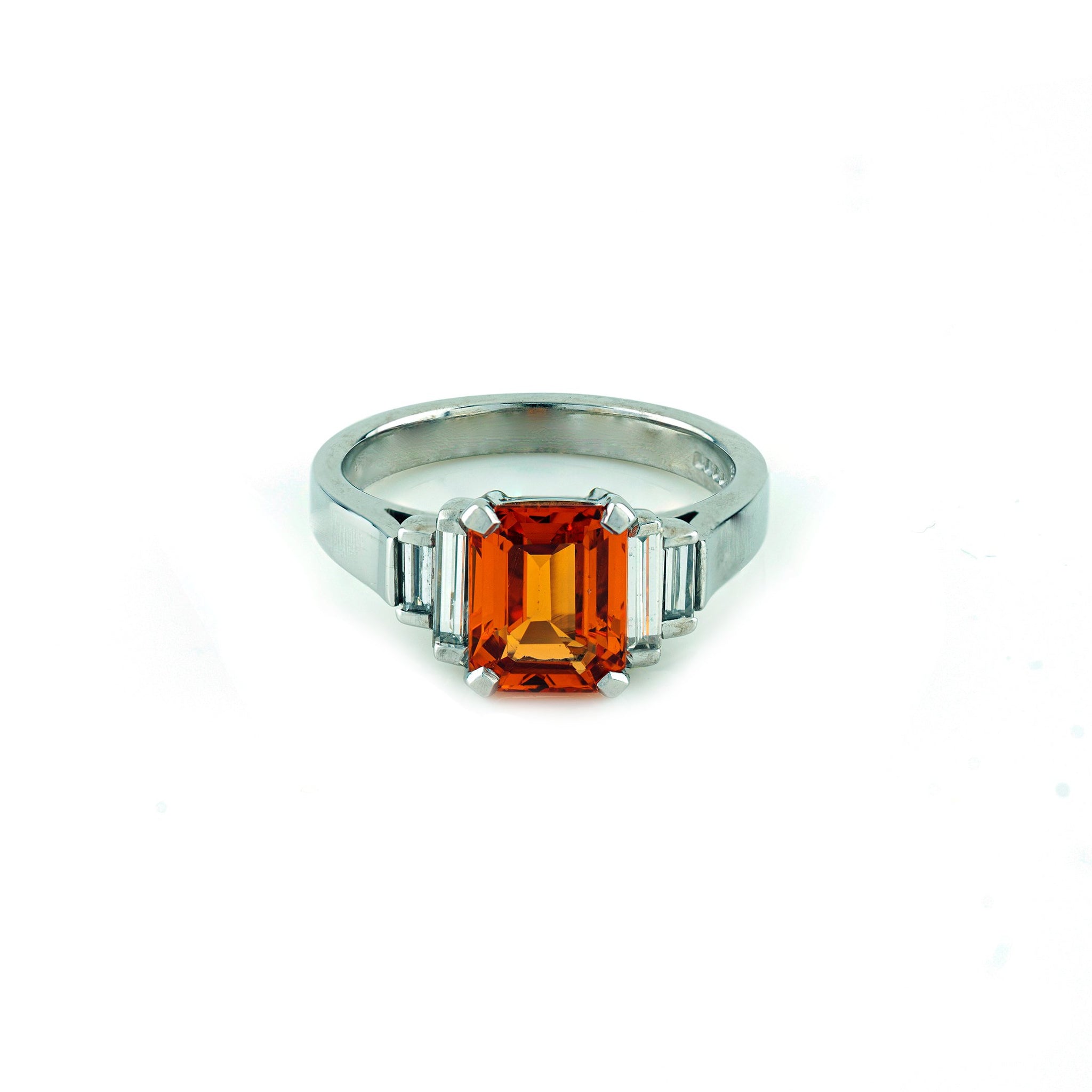 18ct White Gold 2.69ct Mandarin Garnet and Diamond Ring