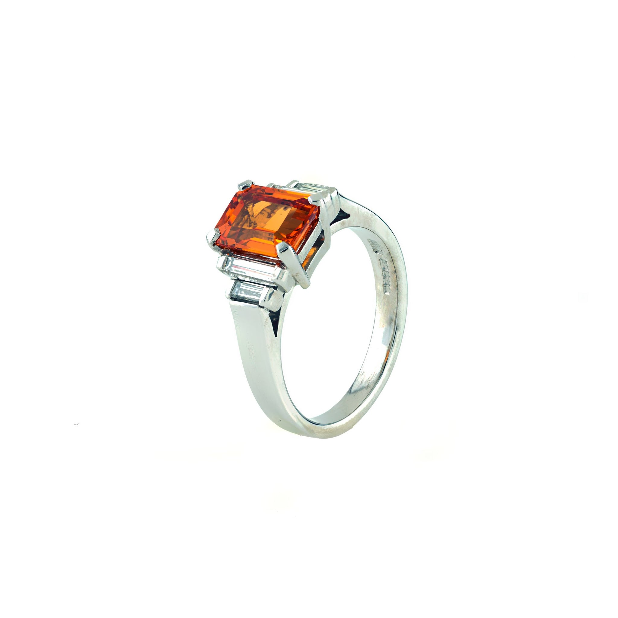 18ct White Gold 2.69ct Mandarin Garnet and Diamond Ring