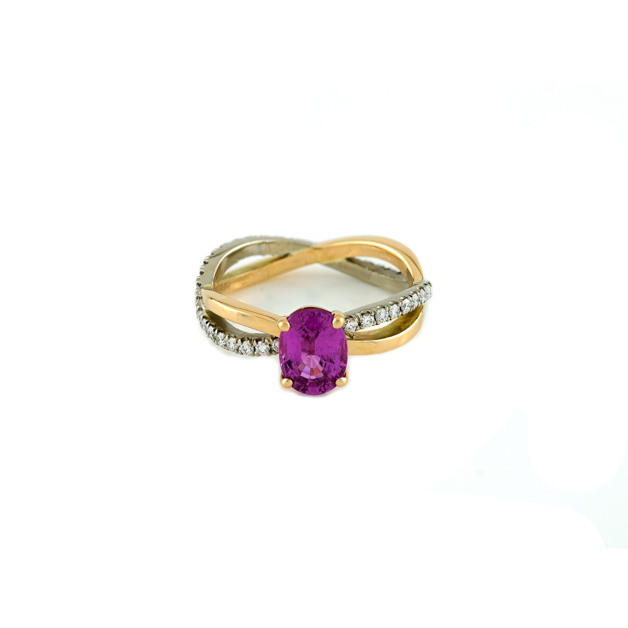 18ct White and Rose Gold 1.30ct Pink Sapphire and Diamond Ring