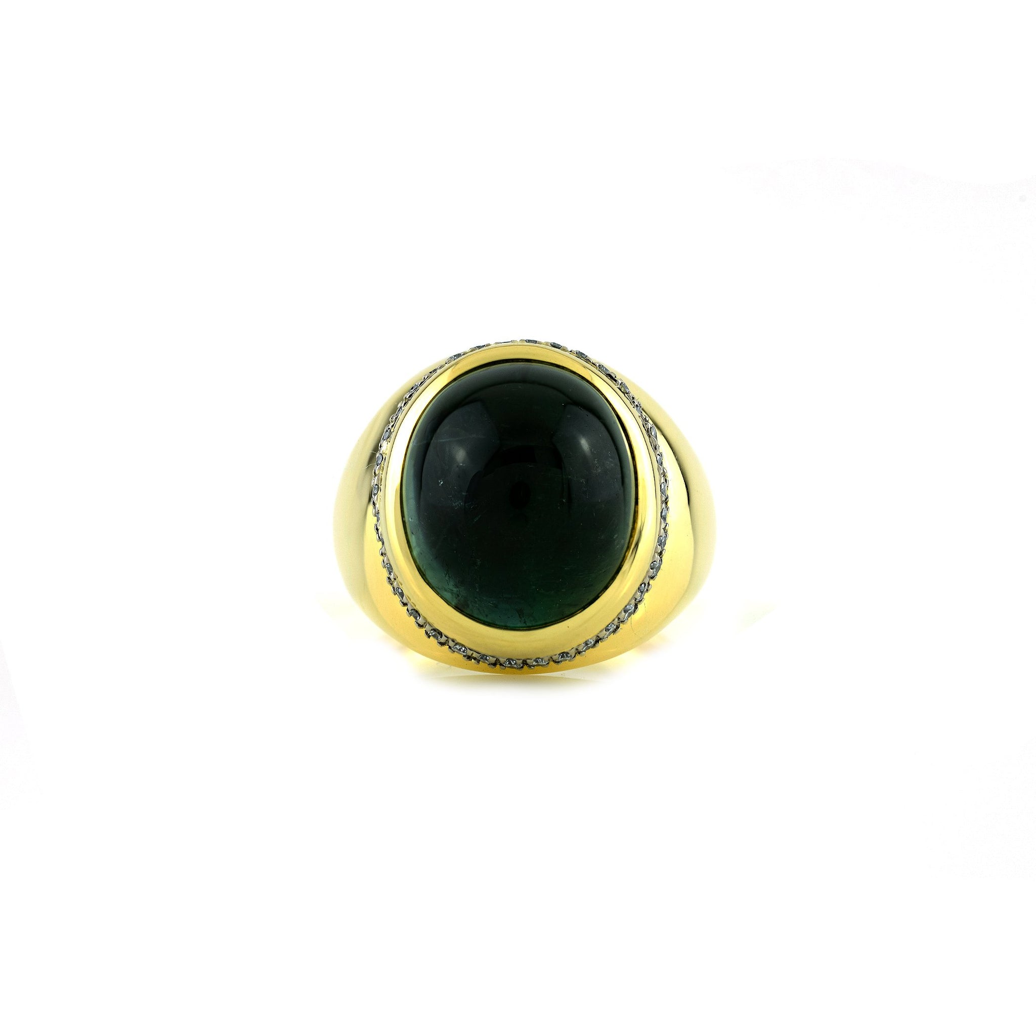 18ct Yellow and White Gold 12.62ct Green Tourmaline and Diamond Dress Ring