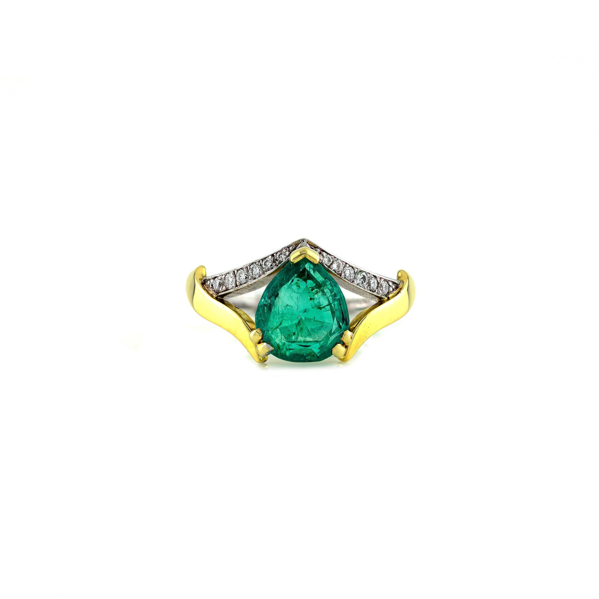 18ct Yellow and White Gold 2.55ct Emerald and Diamond Dress Ring