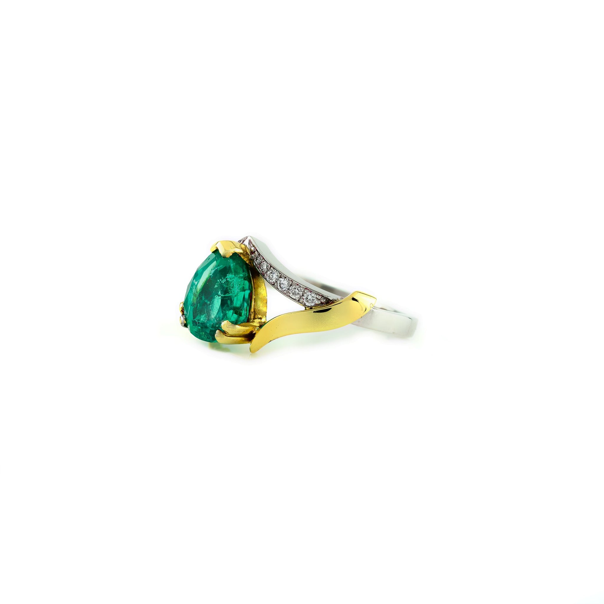 18ct Yellow and White Gold 2.55ct Emerald and Diamond Dress Ring