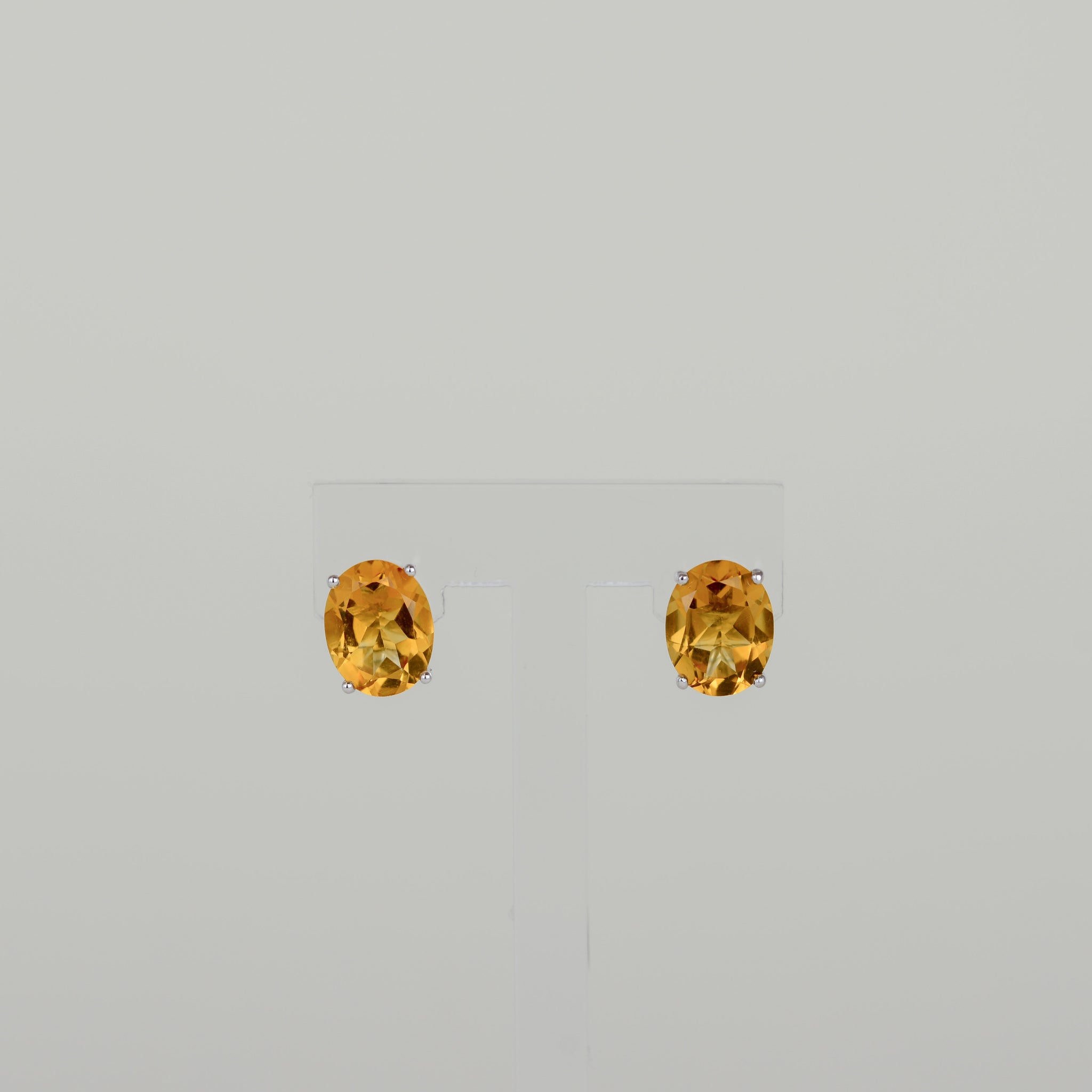 9ct White Gold 4.53ct Oval Citrine Earrings