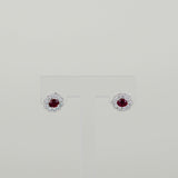 18ct White Gold 0.37ct Ruby and Diamond Cluster Stud Earrings